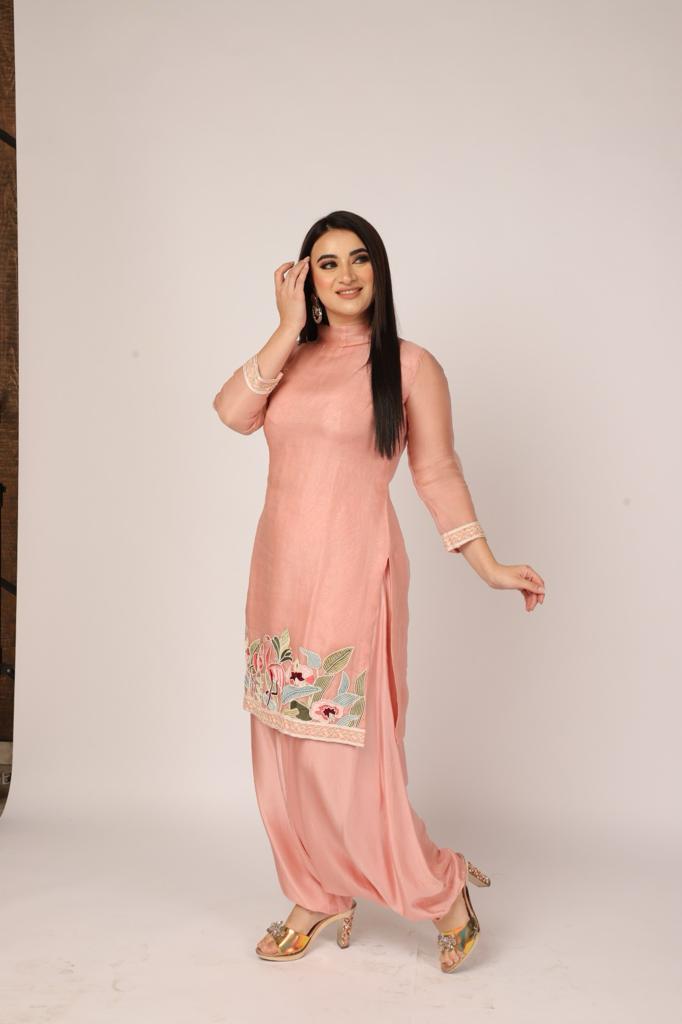 Blush Pink Swan Dhoti Kurta Set