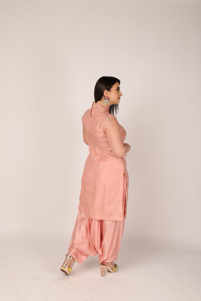 Blush Pink Swan Dhoti Kurta Set