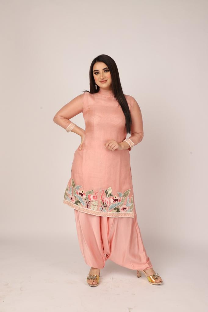 Blush Pink Swan Dhoti Kurta Set