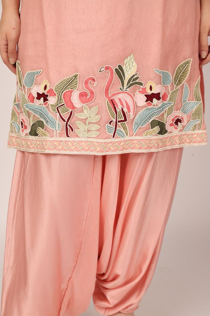 Blush Pink Swan Dhoti Kurta Set