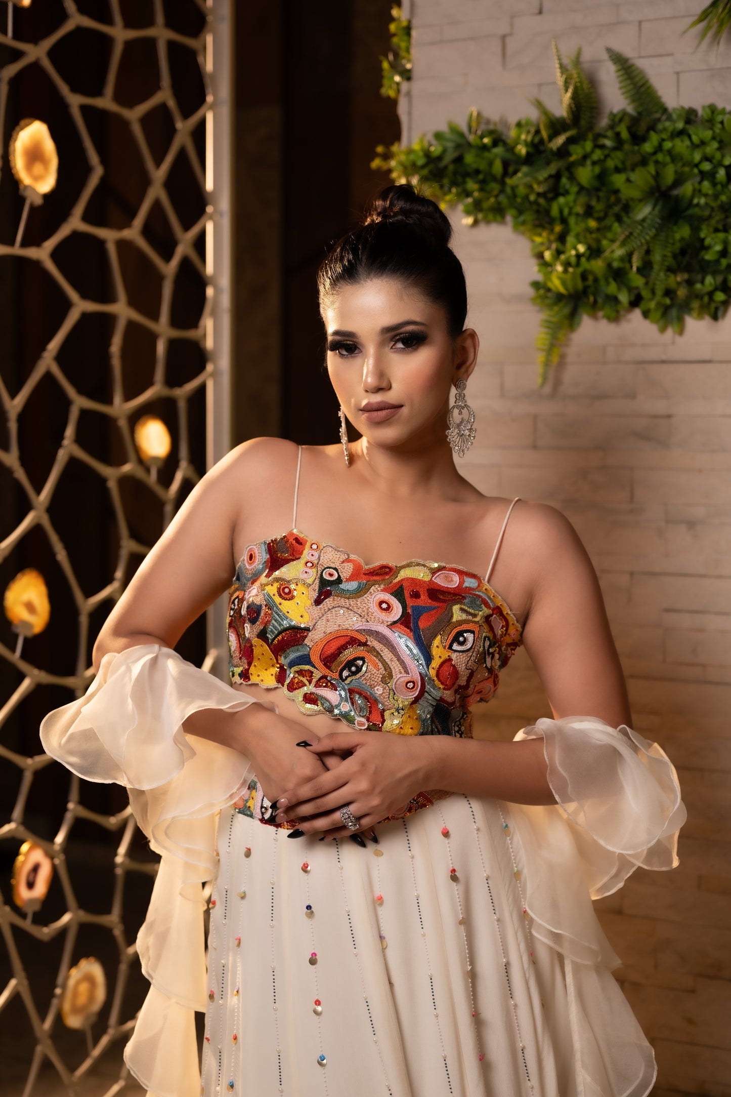 Boho Breeze Crop Top with Flowing Skirt