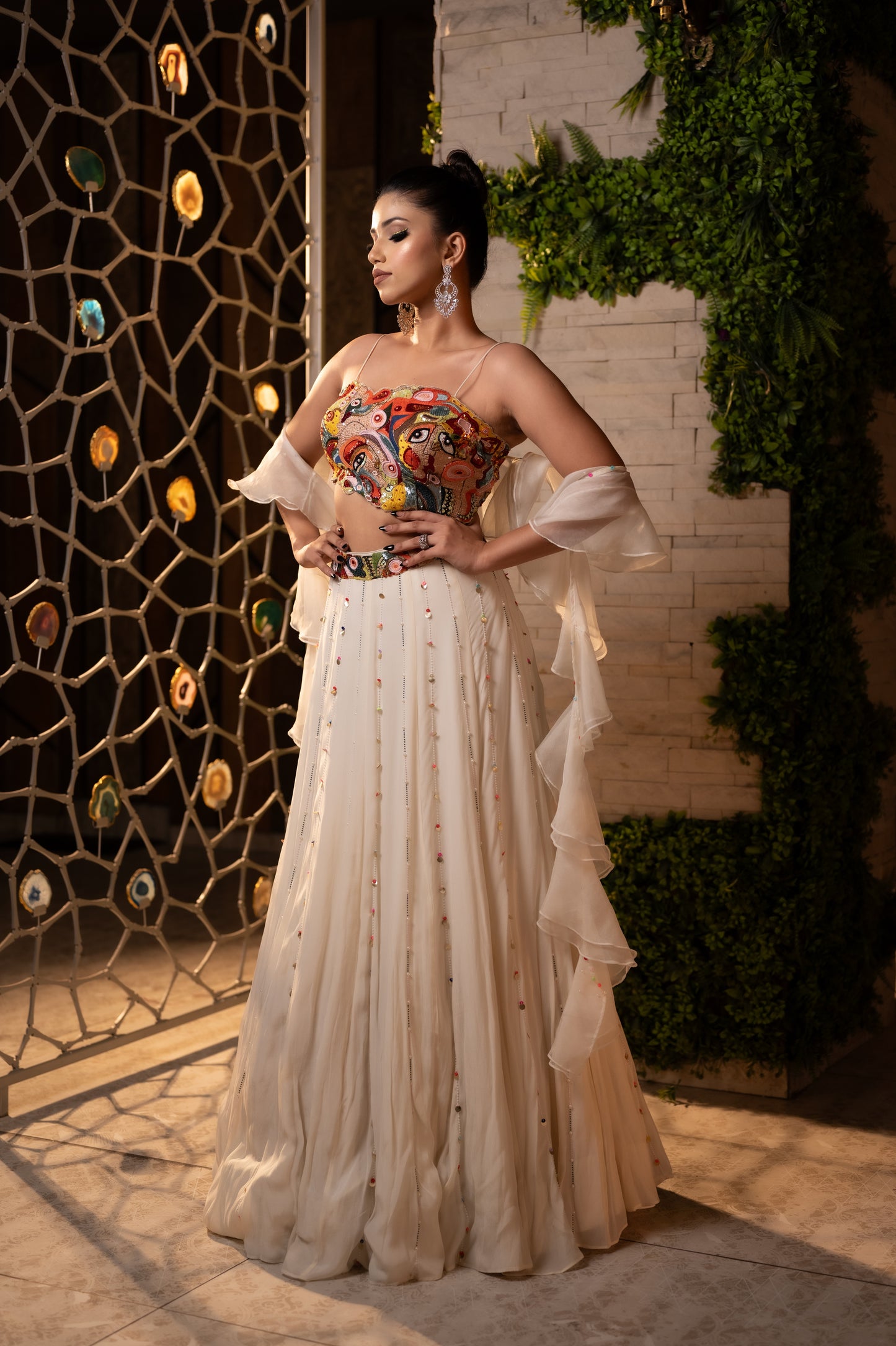 Boho Breeze Crop Top with Flowing Skirt