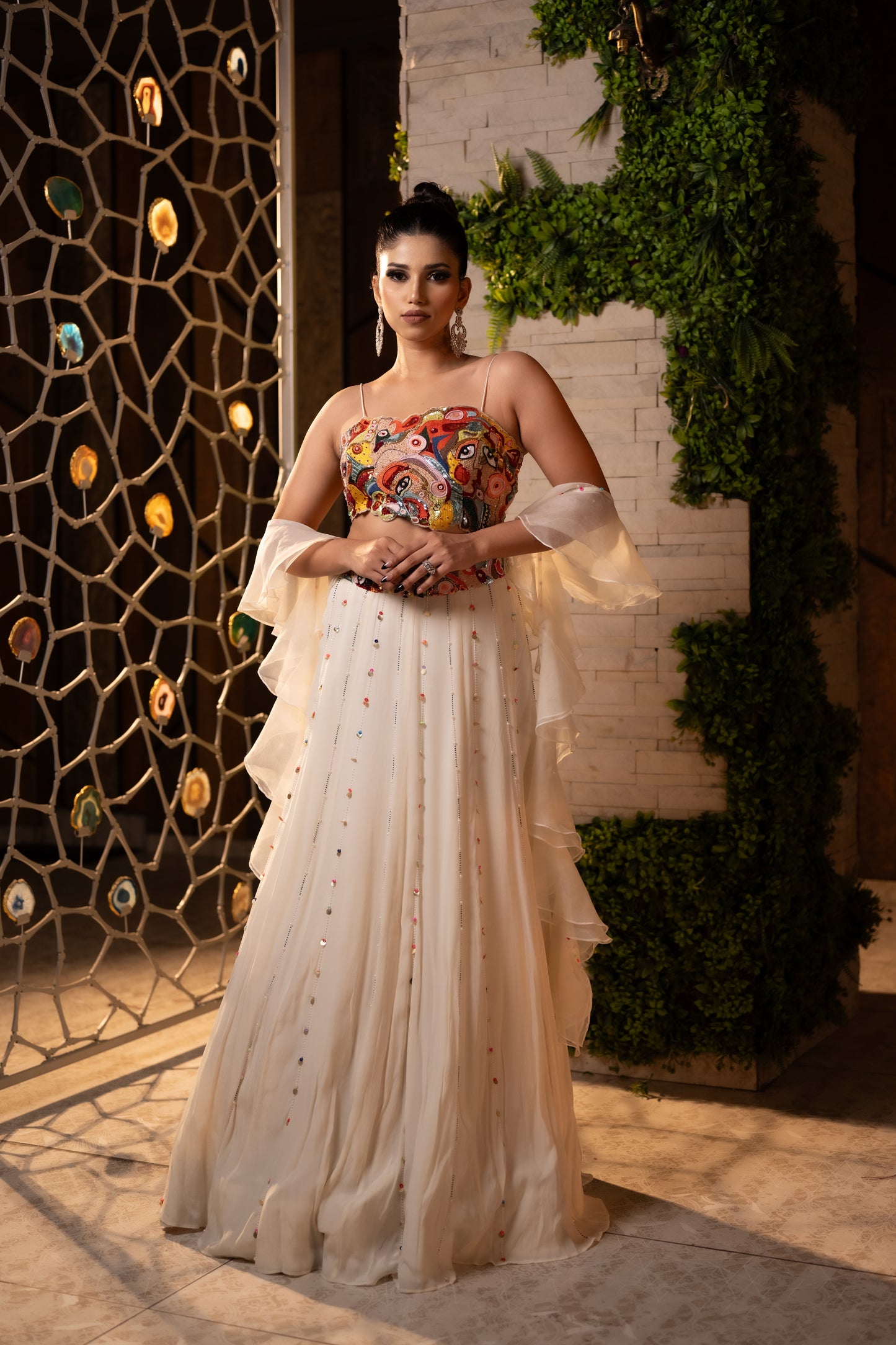 Boho Breeze Crop Top with Flowing Skirt