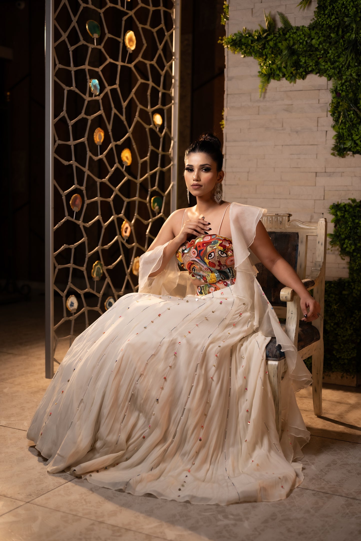 Boho Breeze Crop Top with Flowing Skirt