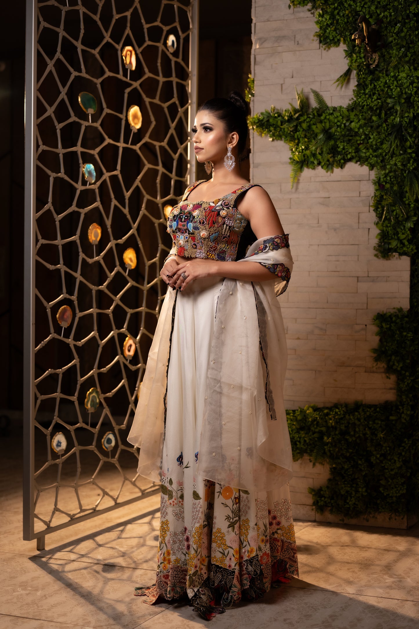 Floral Fusion in a Raw Silk Dress with Long Dupatta