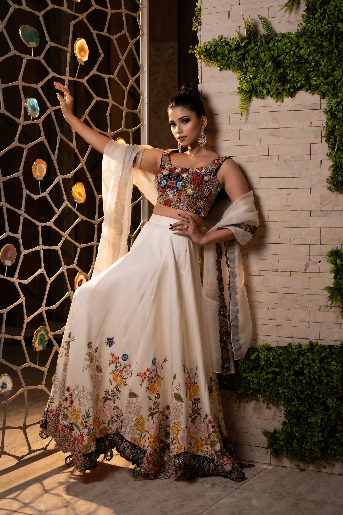 Floral Fusion in a Raw Silk Dress with Long Dupatta