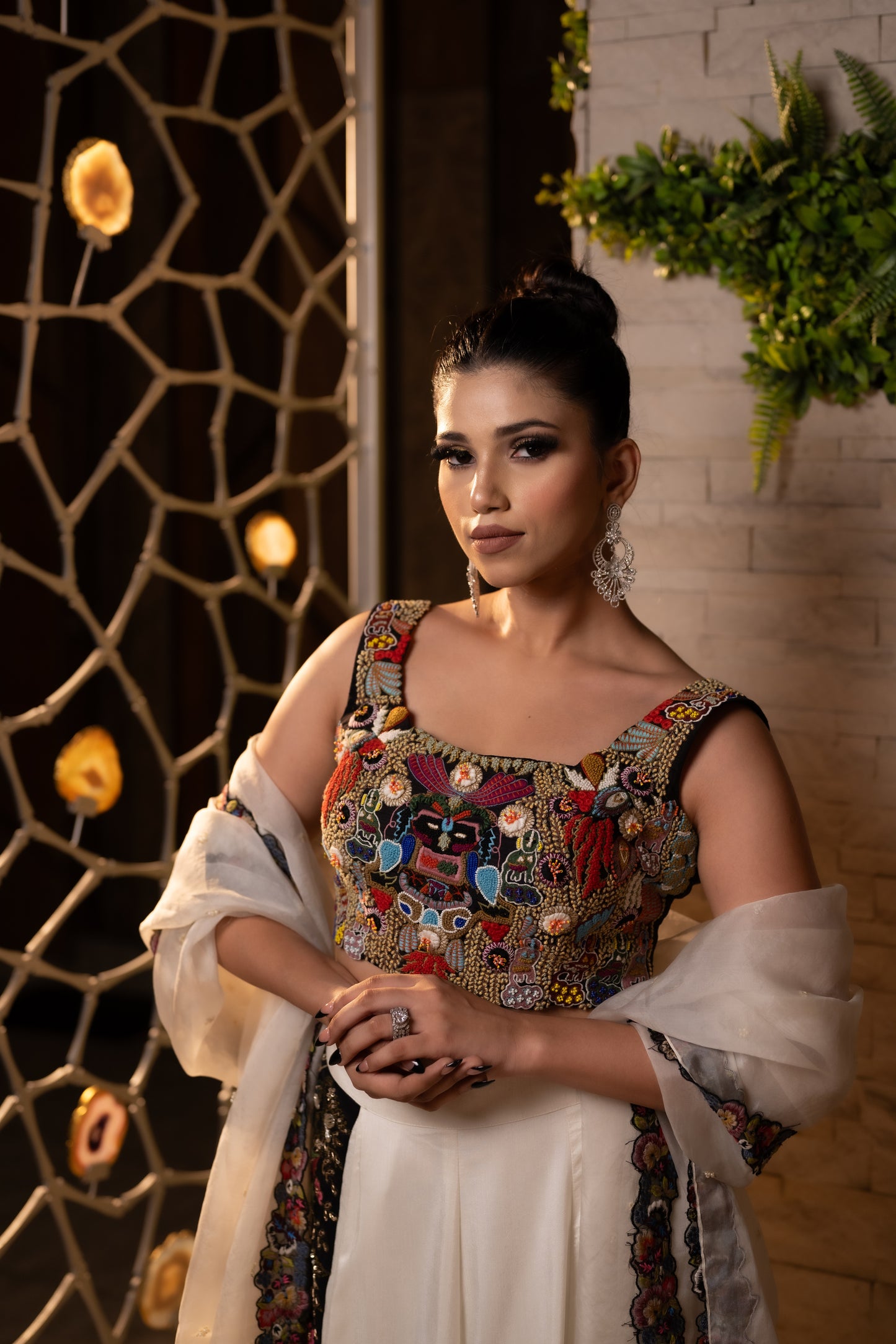 Floral Fusion in a Raw Silk Dress with Long Dupatta