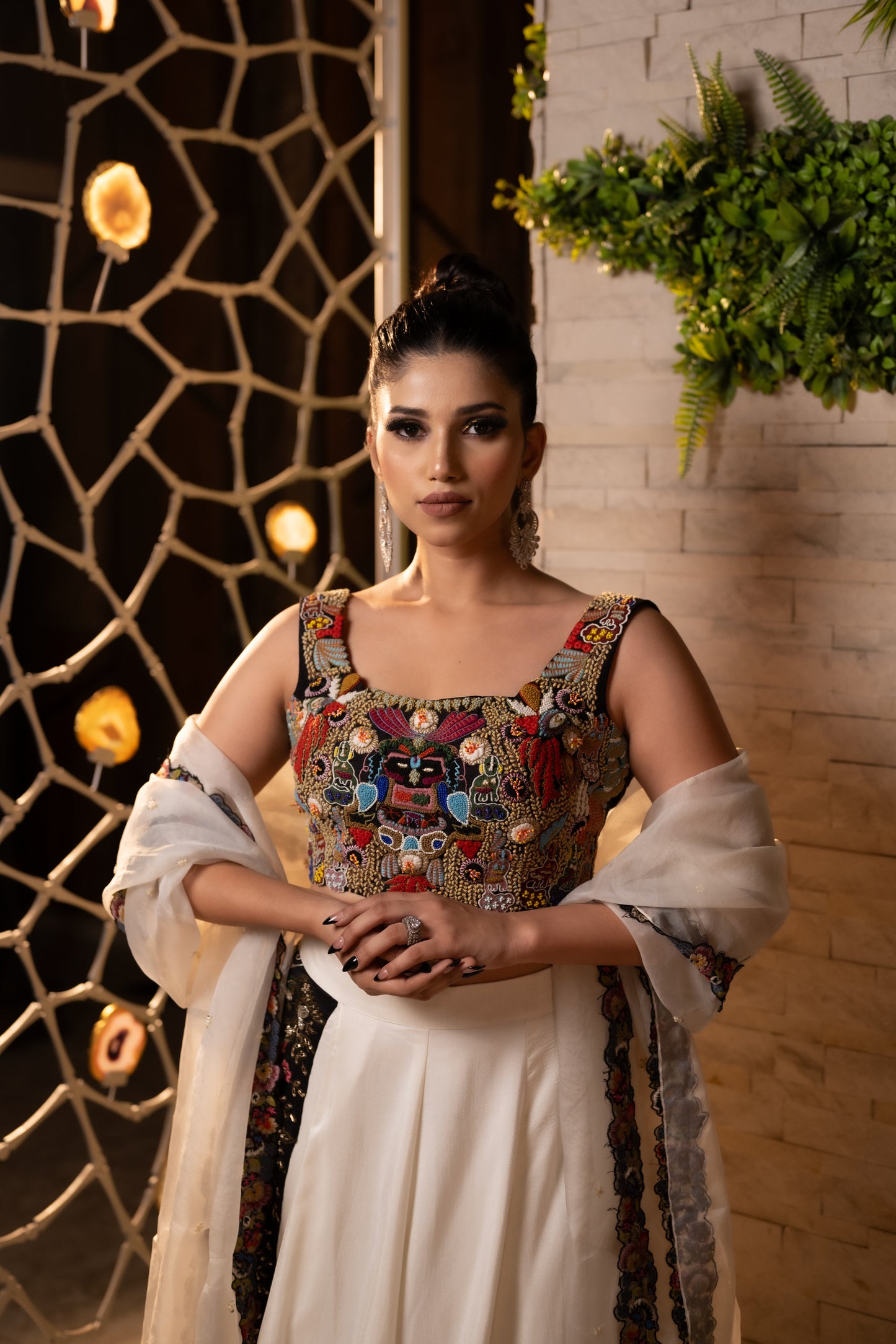 Floral Fusion in a Raw Silk Dress with Long Dupatta