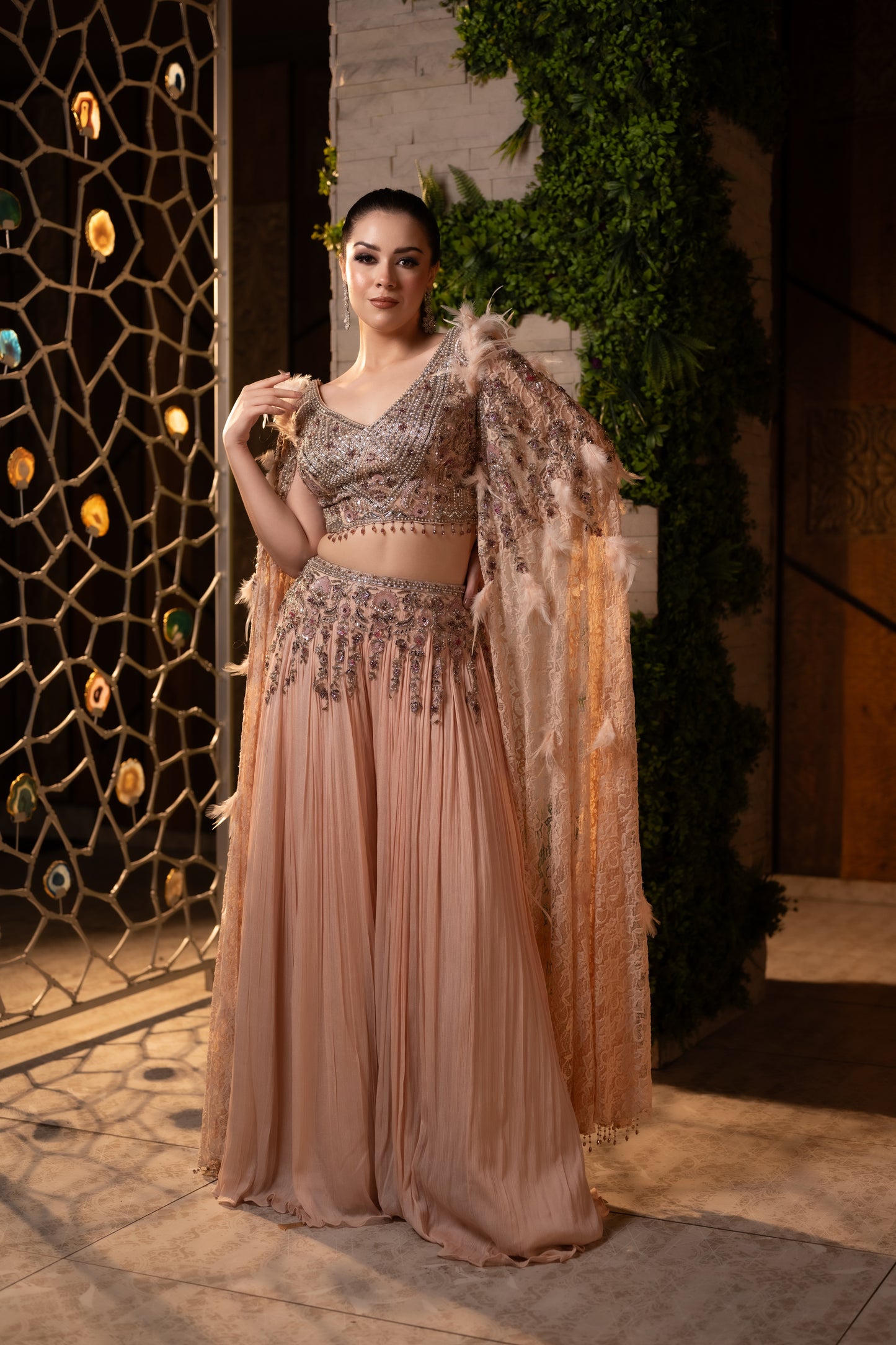 Artistic Flair in Metallic Brown Palazzo Set