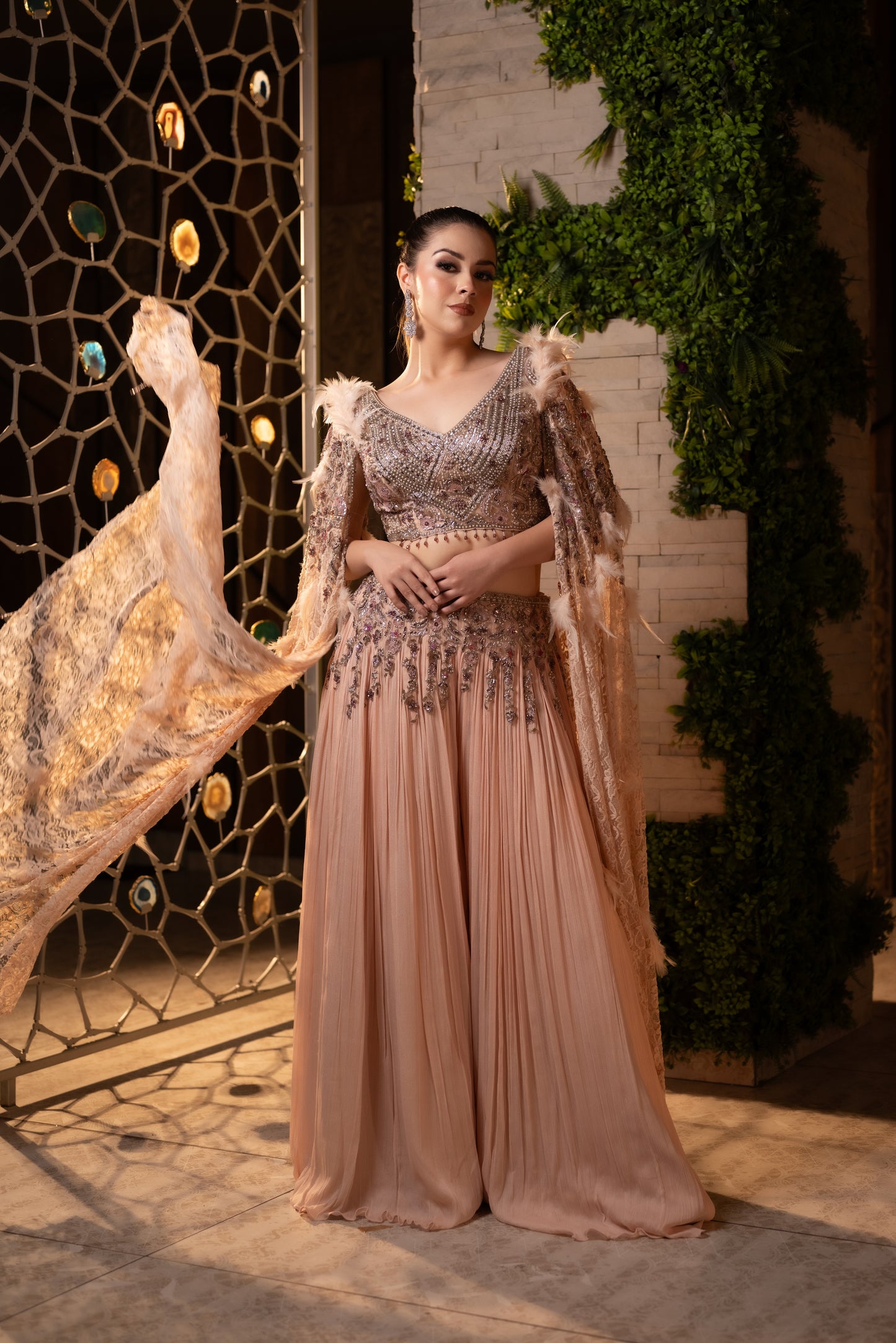 Artistic Flair in Metallic Brown Palazzo Set