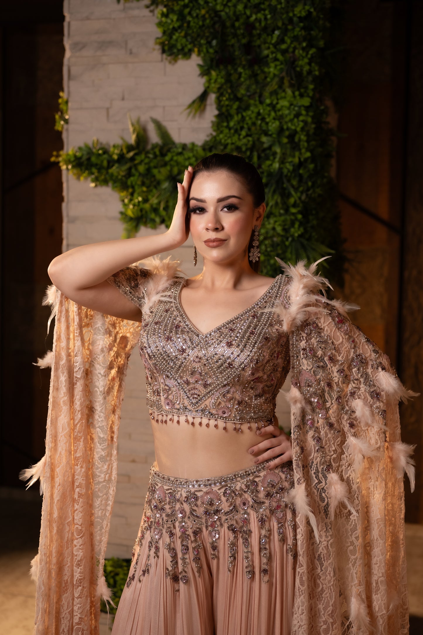 Artistic Flair in Metallic Brown Palazzo Set