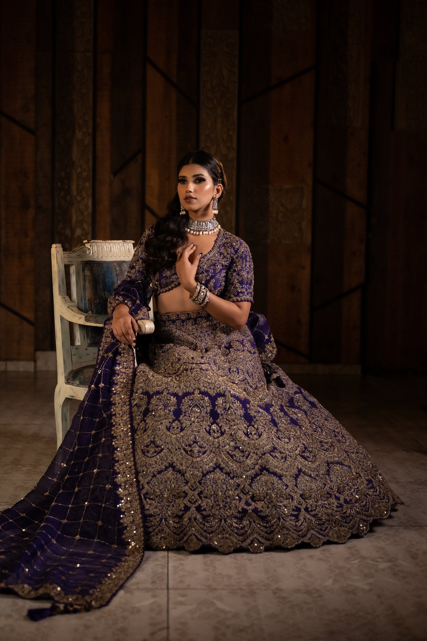 Deep Purple Lehenga Set in Zardozi Delight