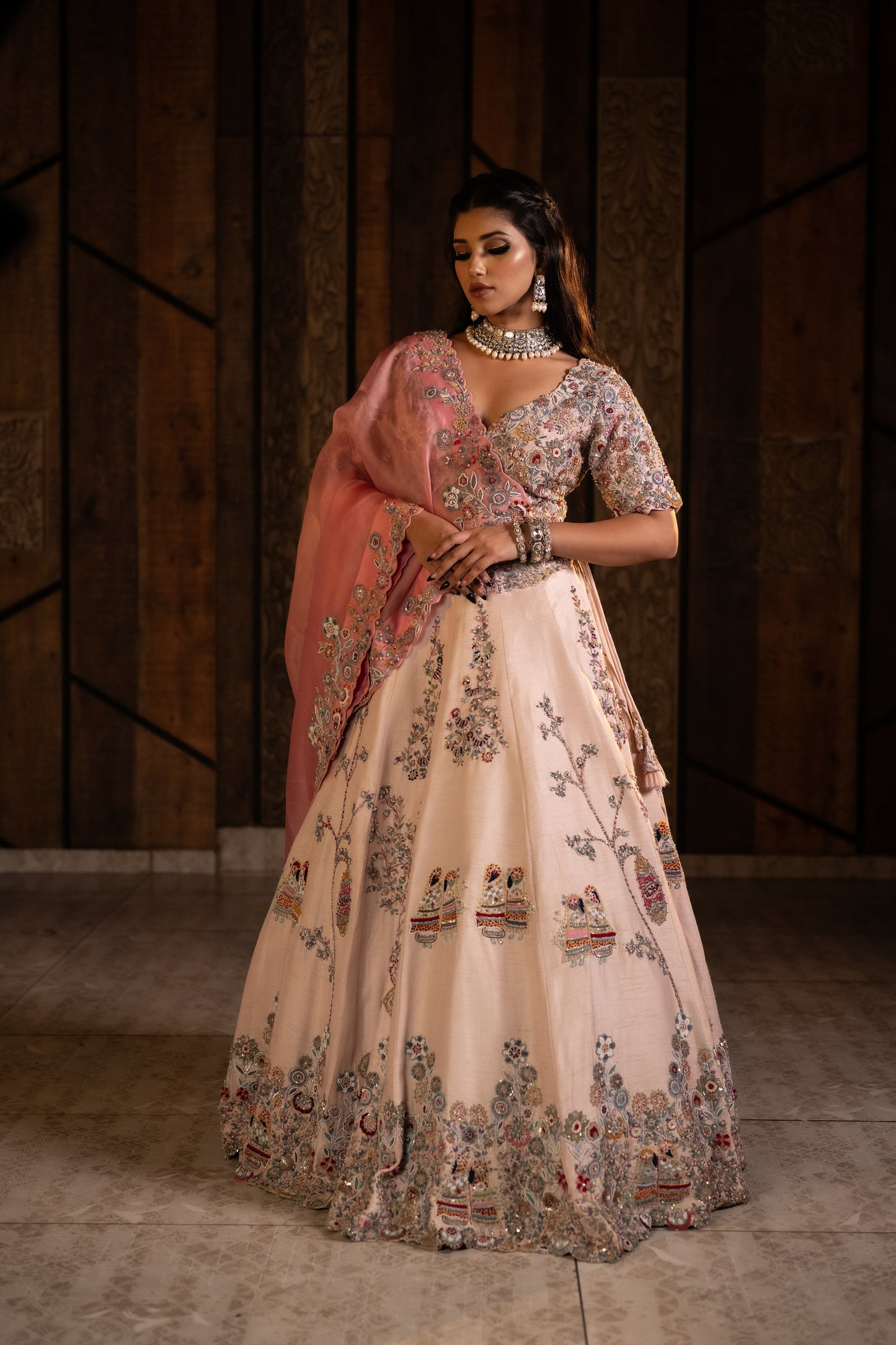 The Pink Palette Raw Silk Lehenga Set with Ethereal Organza Drape