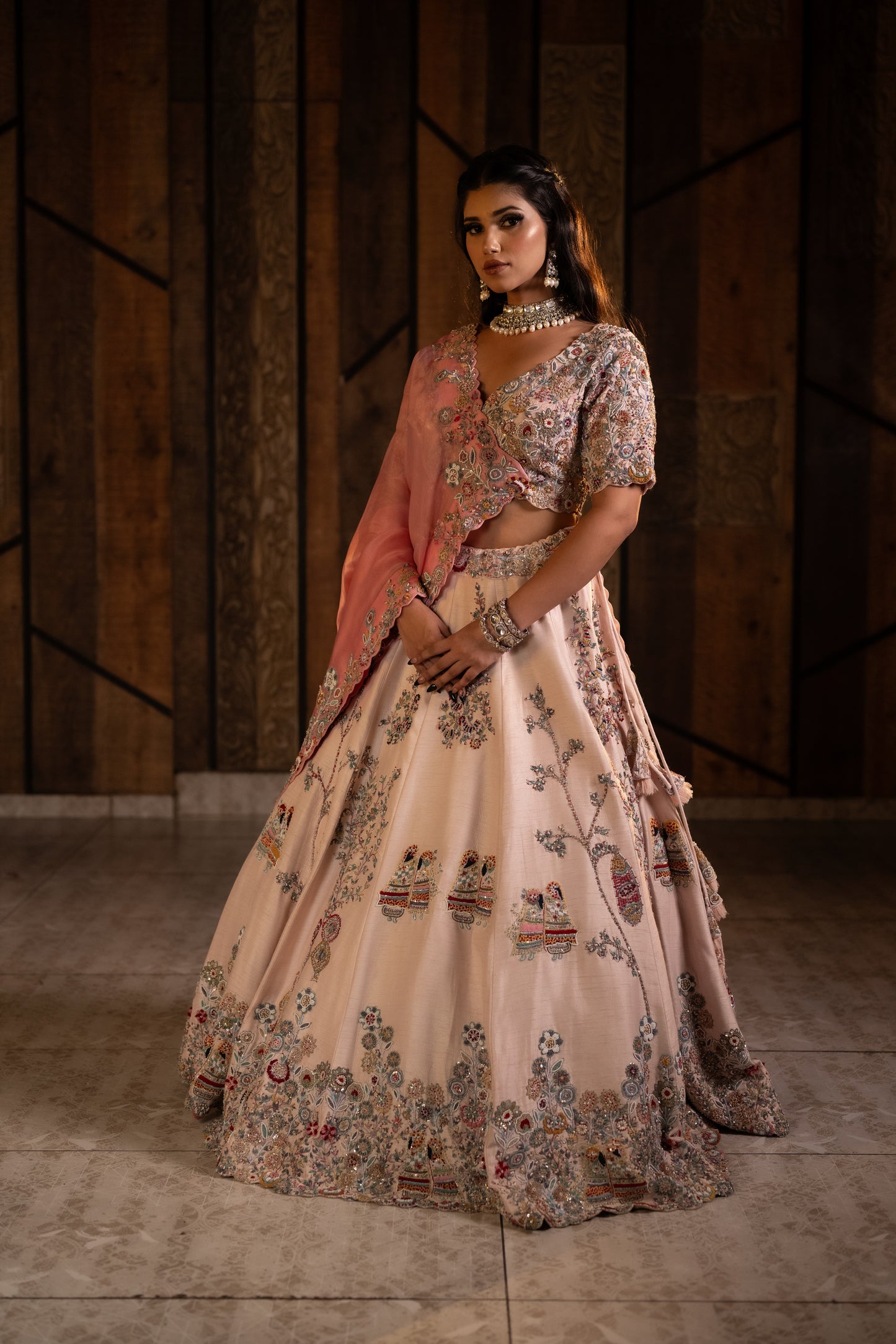 The Pink Palette Raw Silk Lehenga Set with Ethereal Organza Drape