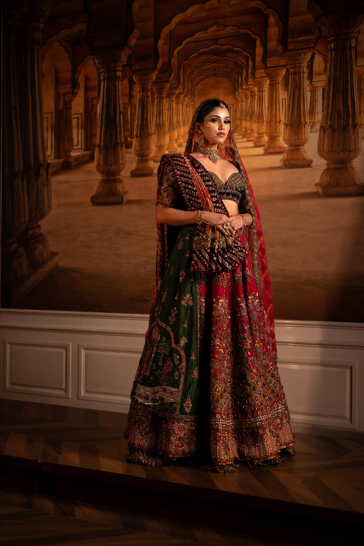 Tomato Red Colored Skirt with Dupatta Red