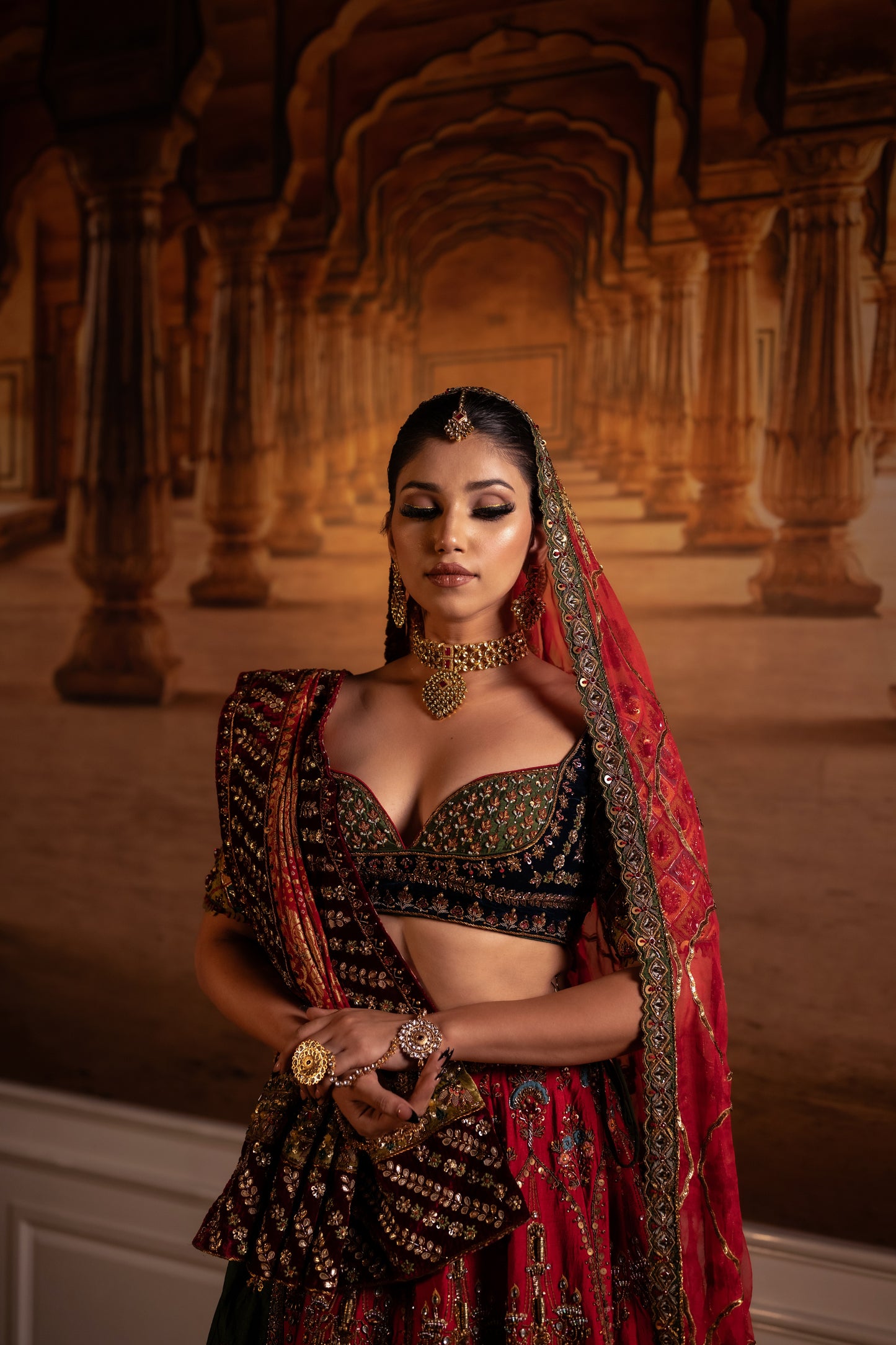 Tomato Red Colored Skirt with Dupatta Red