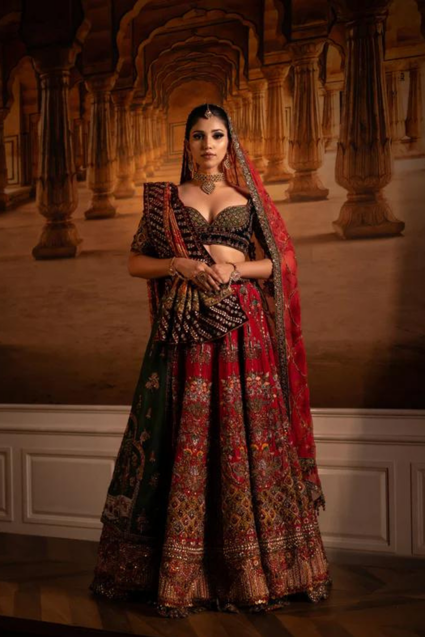 Tomato Red Colored Skirt with Dupatta Red