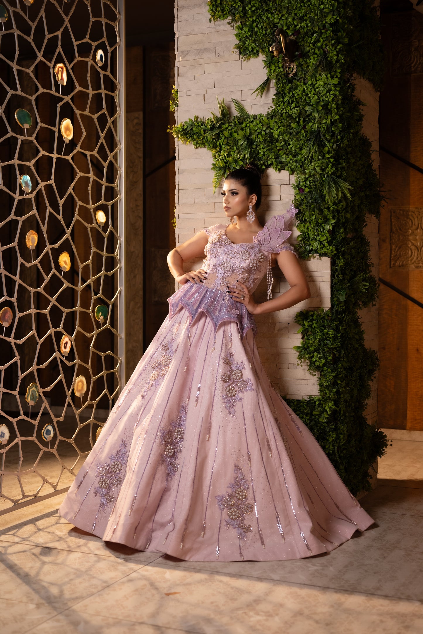 Peplum Organza Gown with Floral Charm